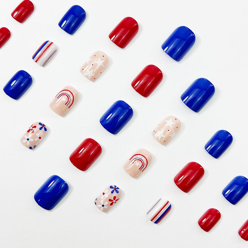 365nails: "All-Star Gingham" – Mix & Match Plaid Star Printed Oval Nails