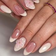 "Classic French & 3D Blossom" - Precision Crafted Press-On Nails