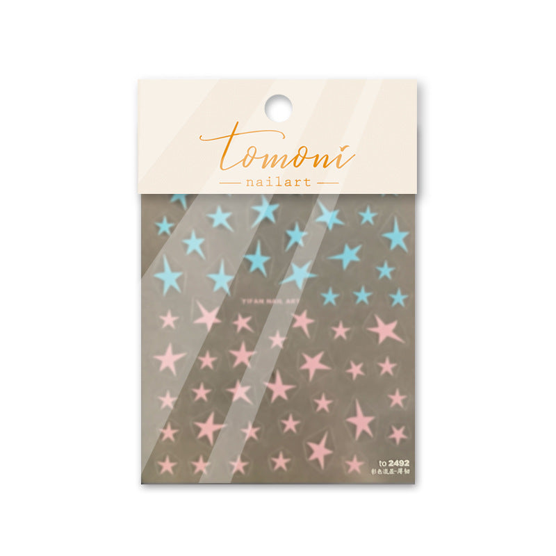 365nails: "Pastel Blue Pink Star Gradient" – nail art stickers