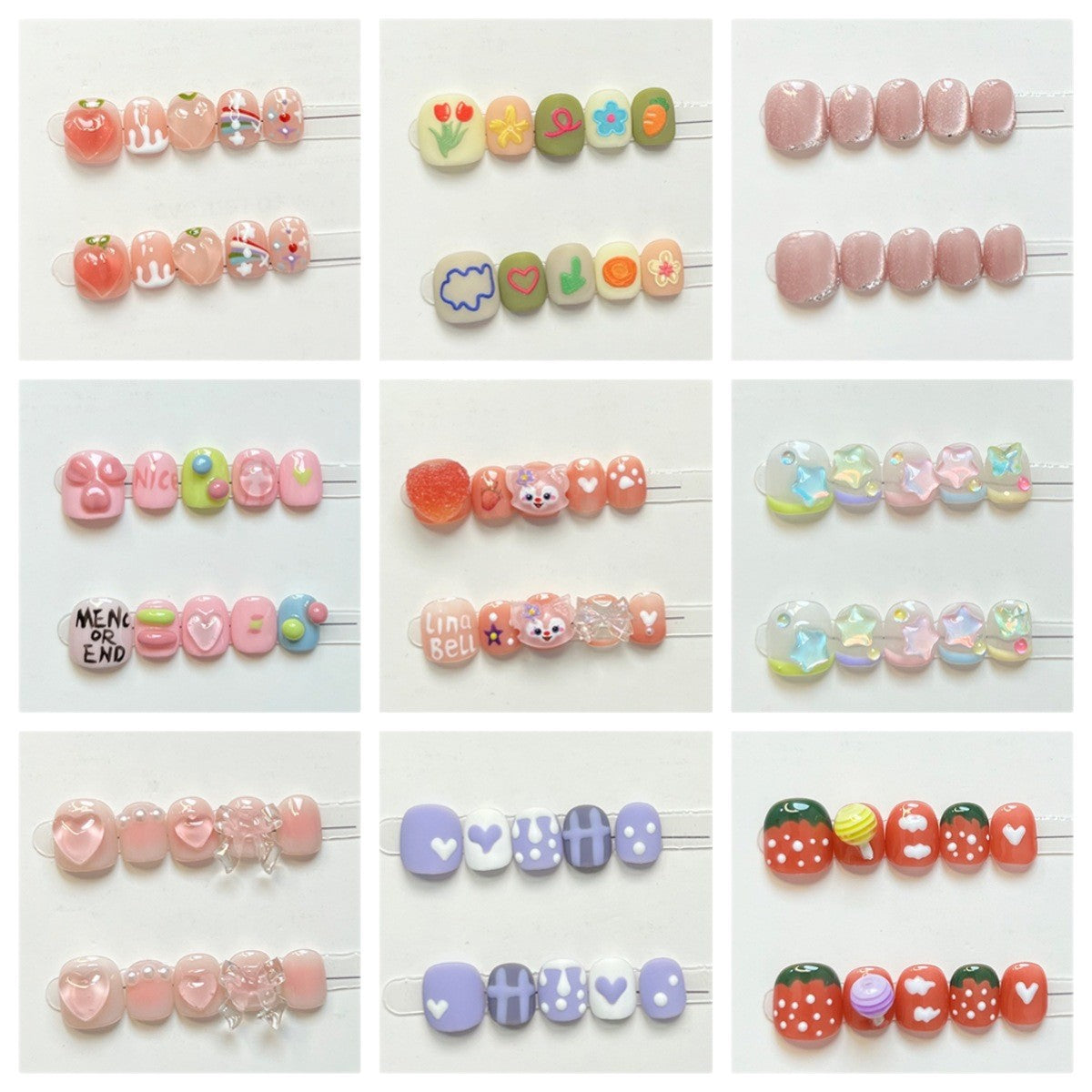 Sweet Cartoon Candy Kids Press On Nails Assorted Set