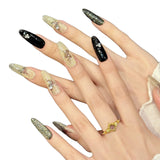 Gold Black Glitter Butterfly Elegant Luxury Press On Nails