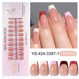 Nail Tips press on nails  explosion five-color French manicure glossy high-end square removable patch fake nail nail piece