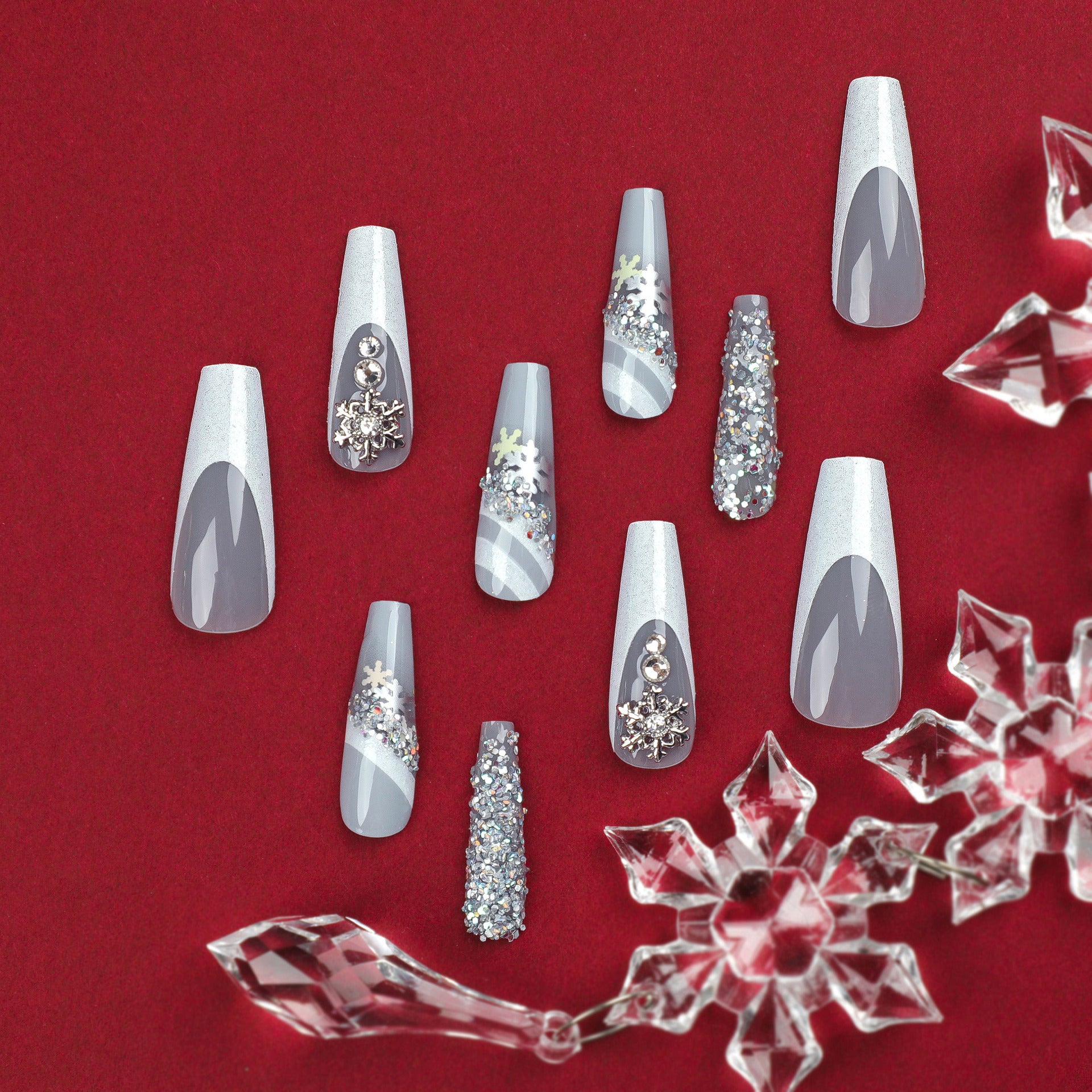 Nuevo producto terminado para uñas navideñas, venta al por mayor, especial para uñas postizas de diamante con efecto flash, parche extraíble | 365nails