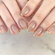 短款亮粉法式金邊 穿戴甲 批發 成品 甲片｜365nails