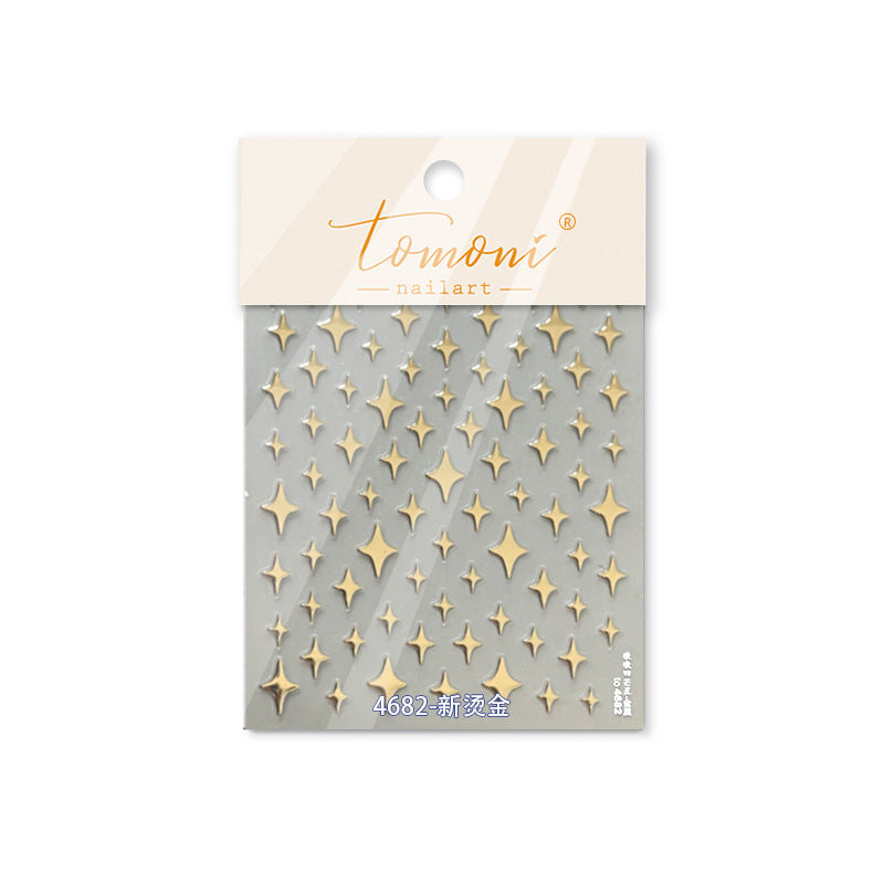 Silver Starburst Metallic Collection: "Starry Sparkle" – 3D Embossed Nail Sticker