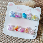 365nails：「海洋奇想」— 手工製可愛短款橢圓形穿戴甲（海洋生物圖案）