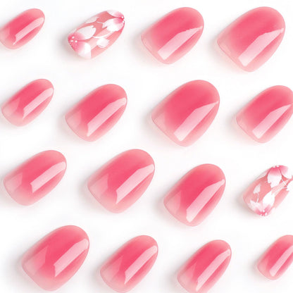 Almofadas para unhas postiças, blush, glitter rosa, unhas postiças, flores brancas, estilos curtos, almofadas para unhas postiças com vento, usando armadura｜365nails