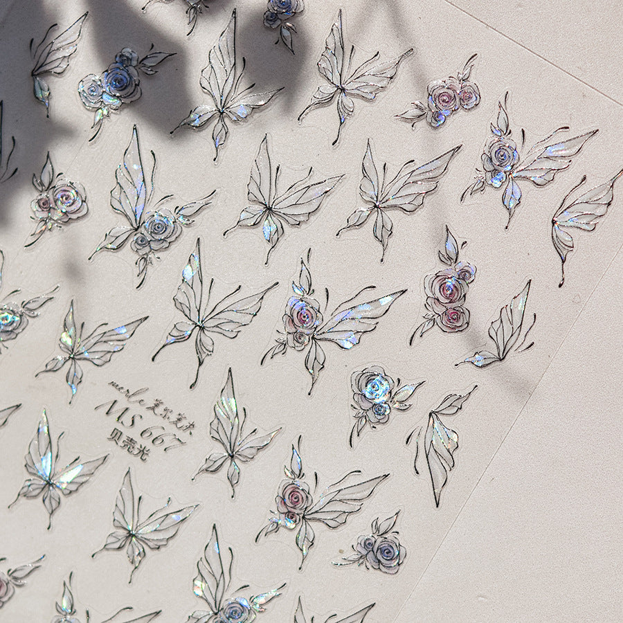 365nails: "Iridescent Butterfly & Rose" – nail art stickers