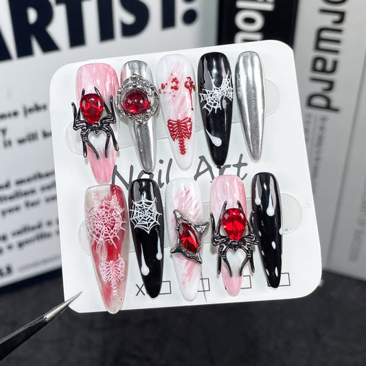 Halloween New  Handmade Press-on Nails  Niche Sweet and Cool Spice Girls Wearing Fake Nails｜365nails