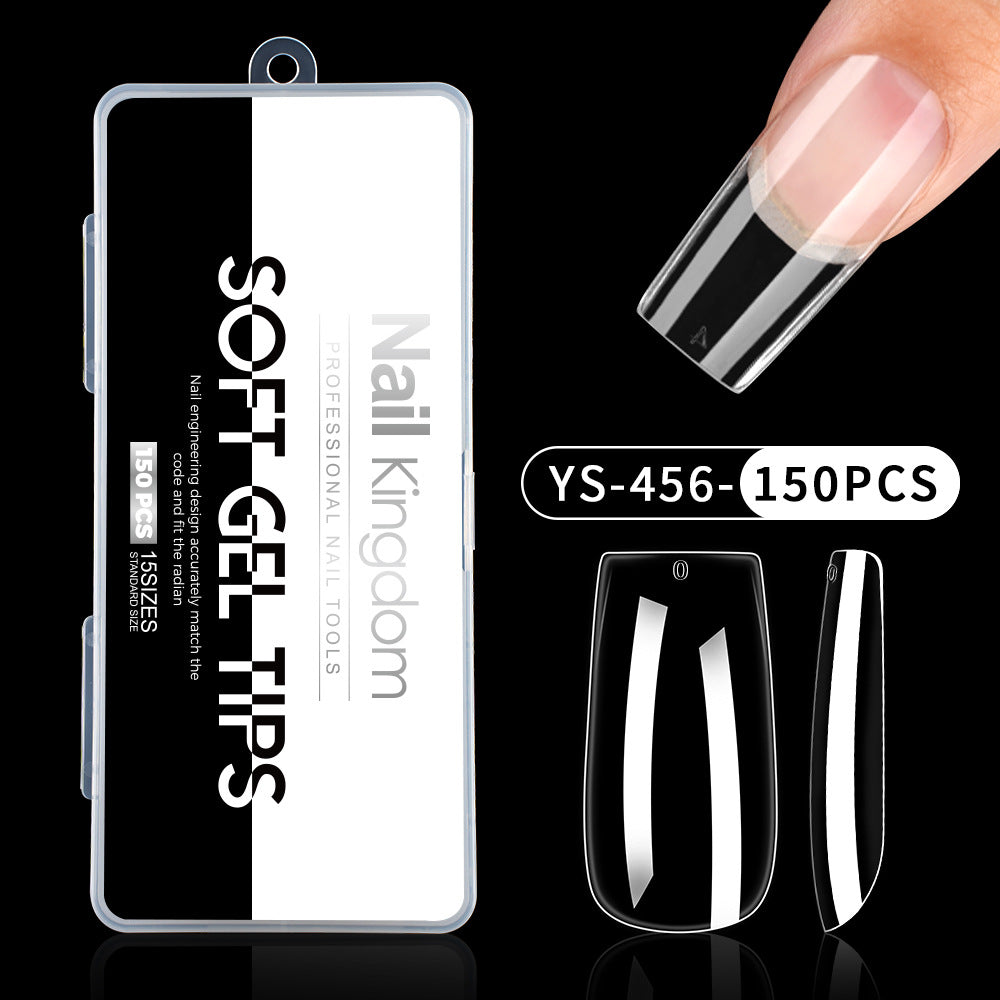 Nail Tips Full number of special nail pads for nail salons, transparent and seamless 150 pcs, boxed press on nails pads, almond trapezoidal fake nails.