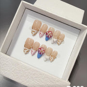 365nails: 「飄渺花語」 – 3D 立體花朵 手工製 杏仁形 甲片