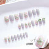 3D three-dimensional fresh flower cat's eye short ballet press-on nails