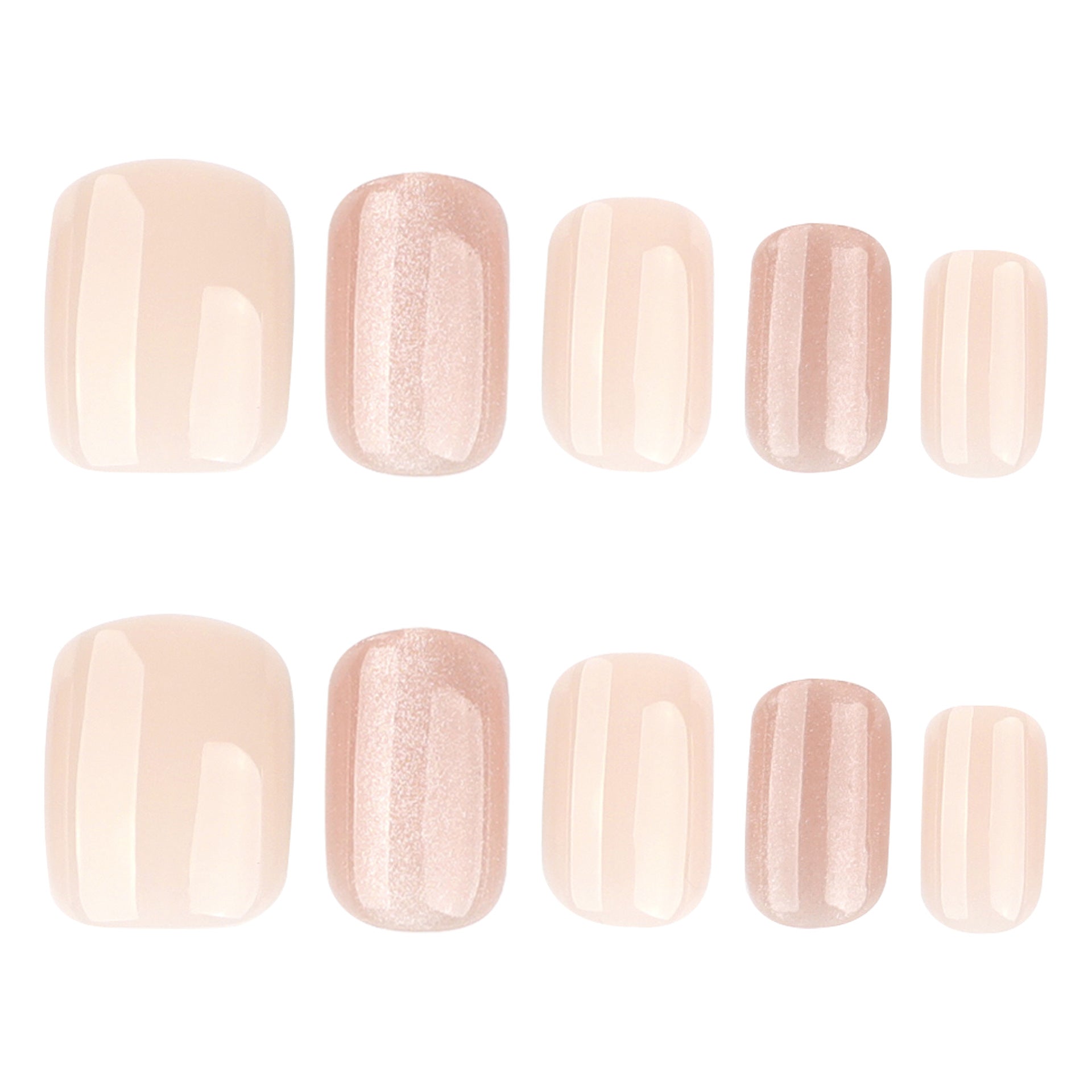 Soft Nude Gradient Nails with Subtle Shimmer Glow
