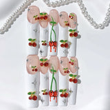 Cherry Garden French Crystal Press On Nail Set