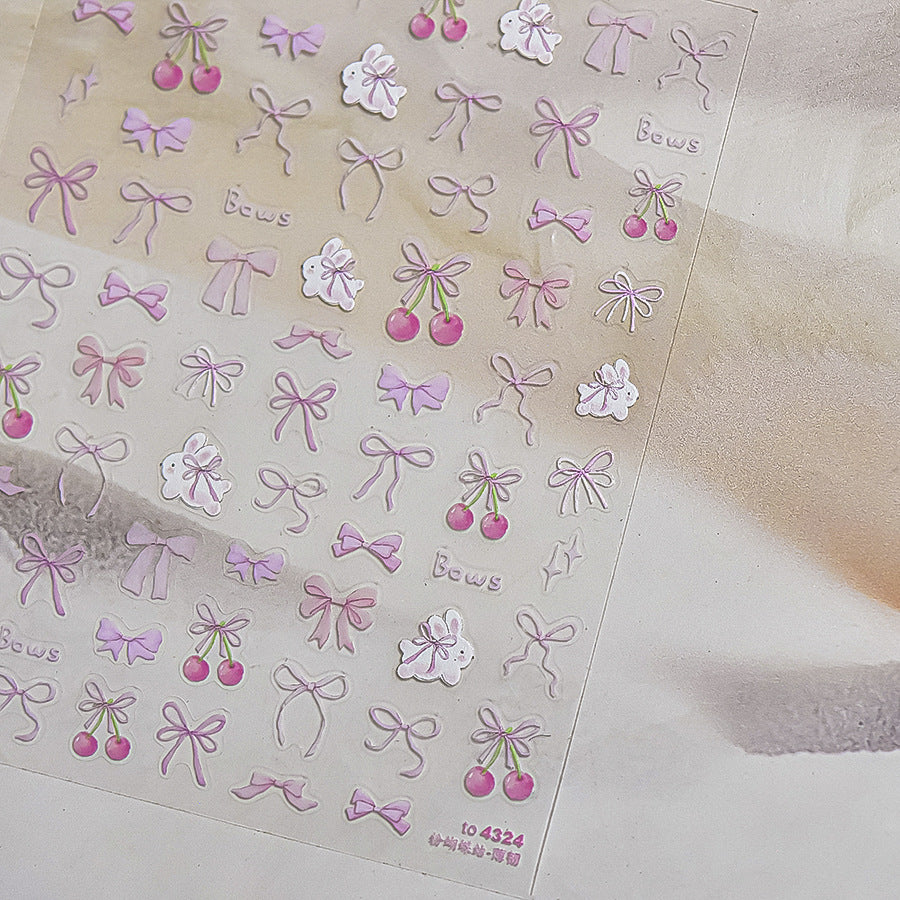 Pink Bow & Cherry: "Cherry Blossom" – 3D Nail Sticker