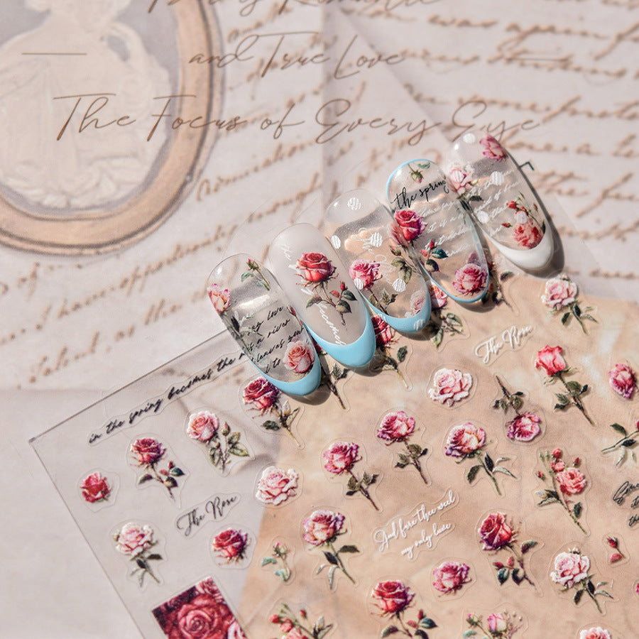 365nails: "Vintage Rose Poetry" – Floral Nail Stickers