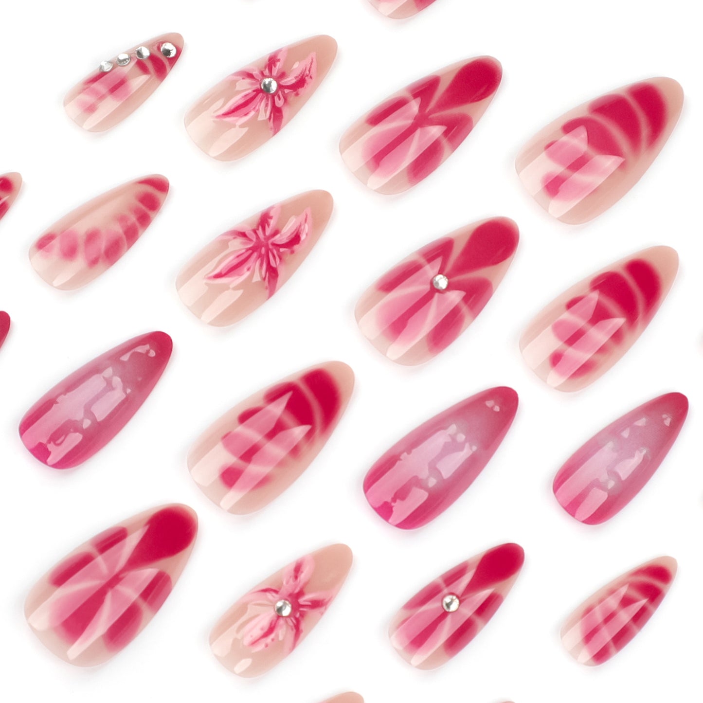 Cross-border babes wear nail pads, hot-selling fake nails in foreign trade, 3D point drill fake nails, fake nails.