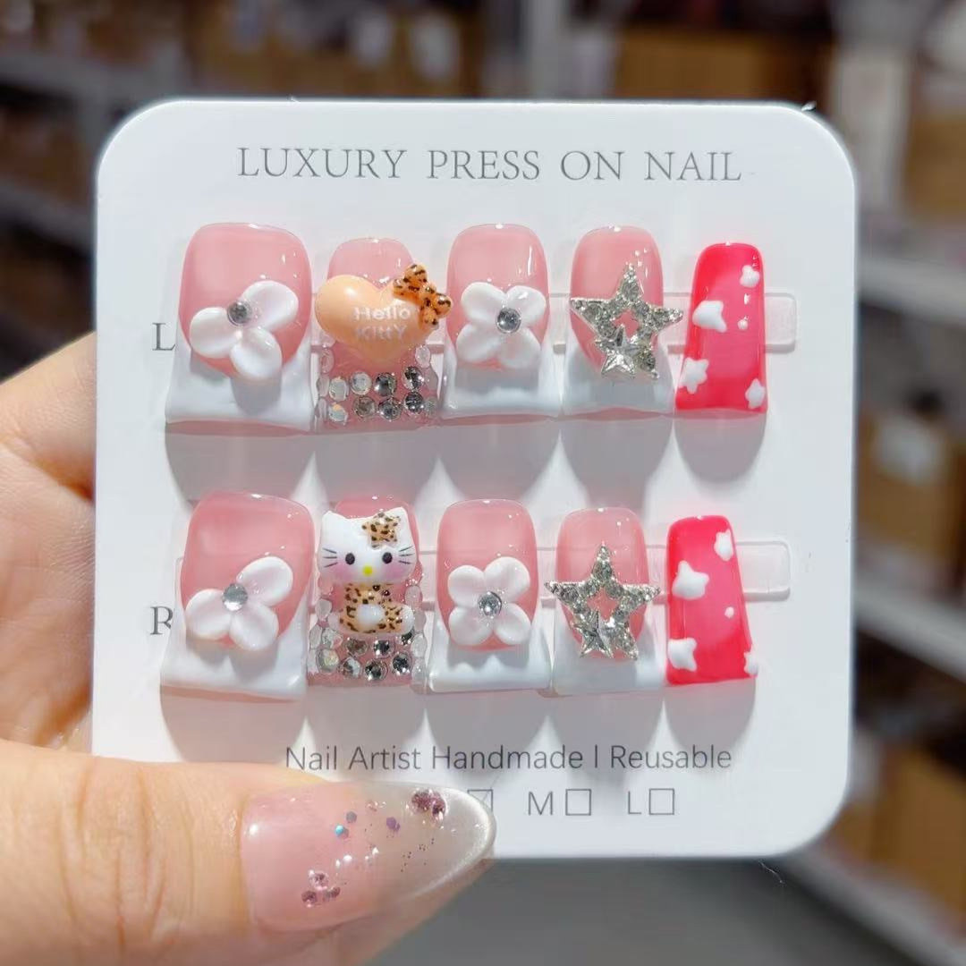 Kitty Fantasy: "Leopard Kitty" – Short Square Press-Ons