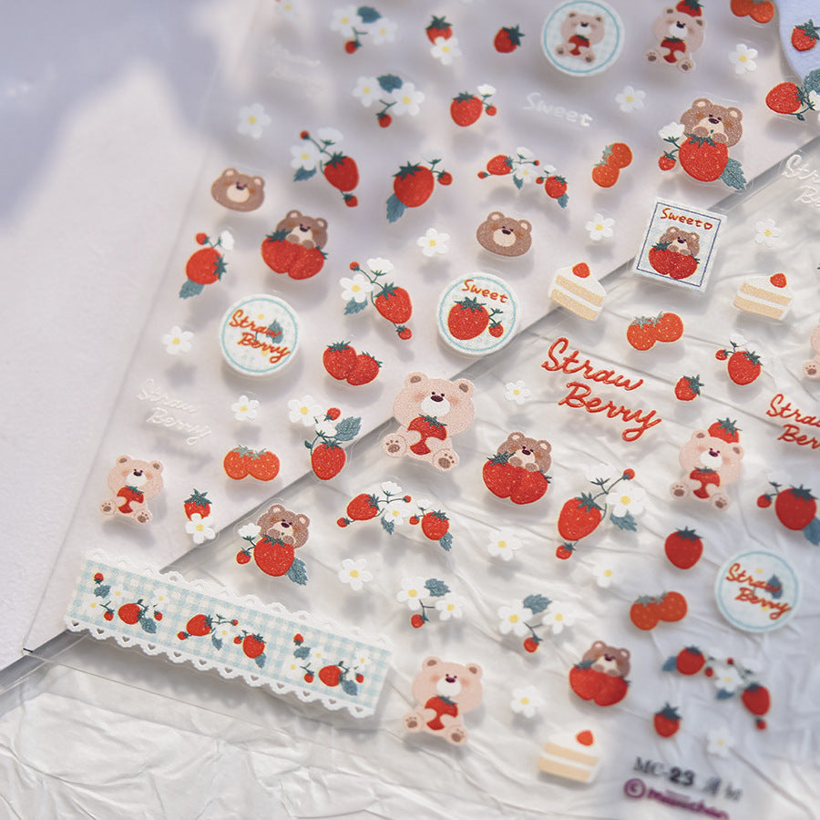365nails: "Strawberry Teddy & Friends" – nail art stickers