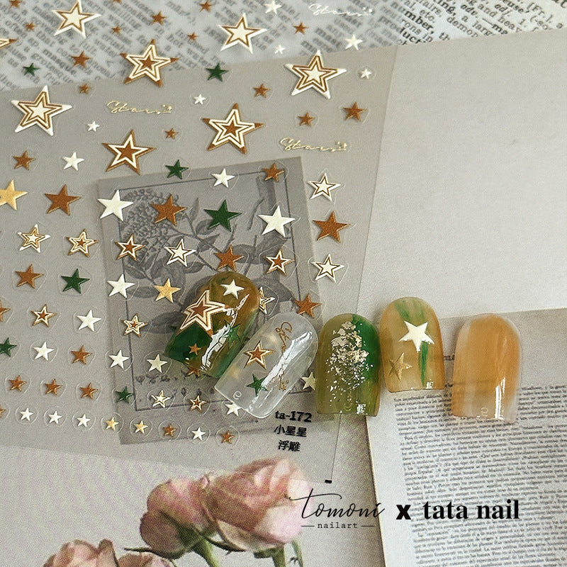 Gold Star: "Celestial Sparkle" – 3D Embossed Nail Sticker