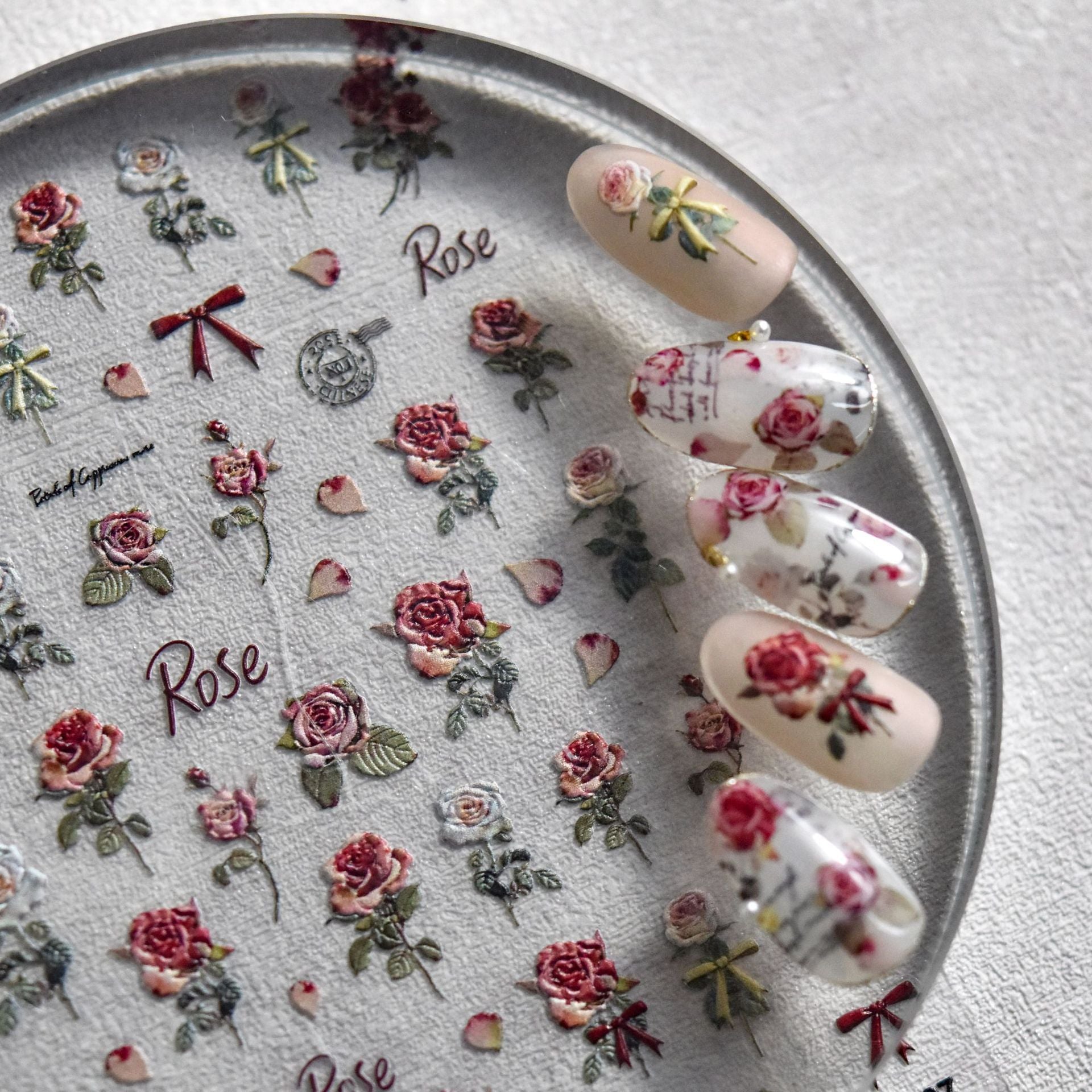 Vintage Rose Collection: "Romantic Bloom" – 3D Embossed Nail Sticker
