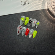 365nails: "Sacred & Profane" – 3D Cross & Gothic Charm Handmade Stiletto Nails