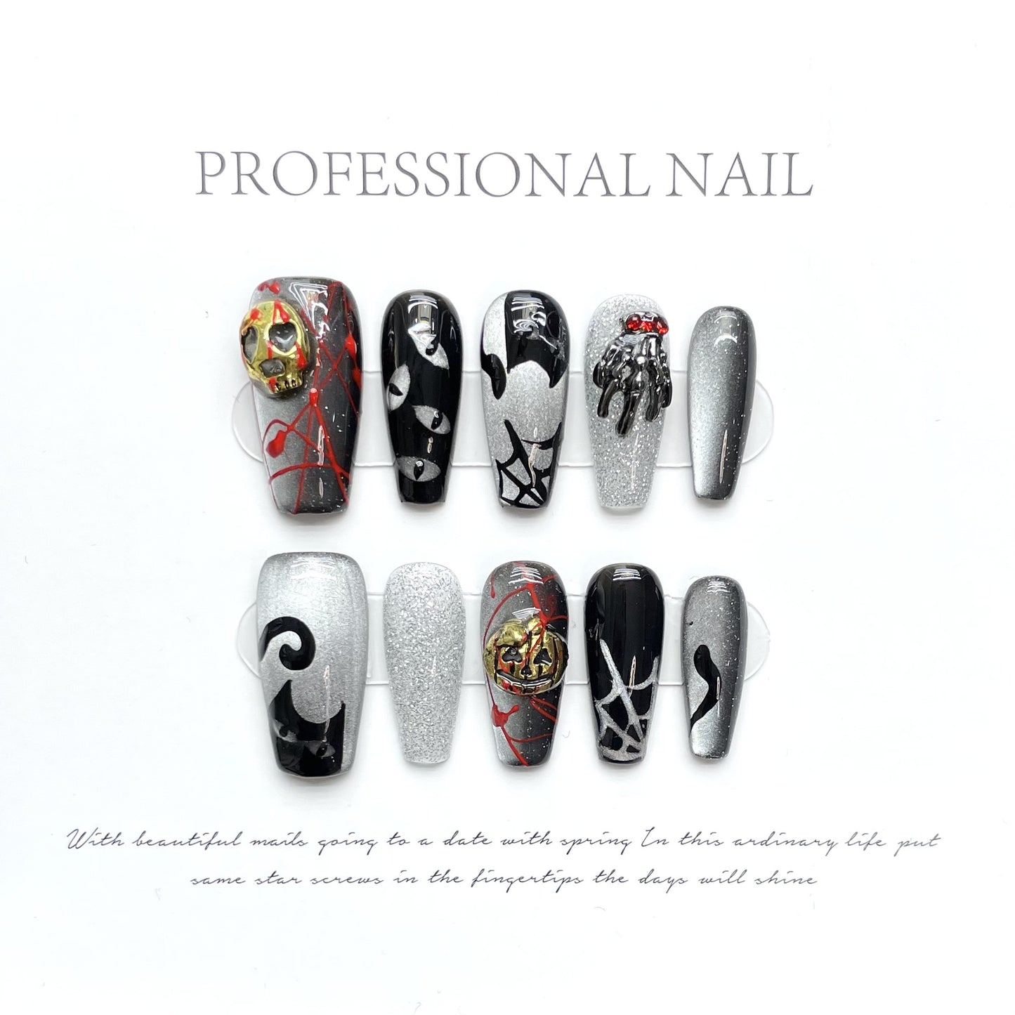 Purely handmade press on nails ghost cat star person real shot night sky cat gradient cat eye flash hand-painted wearing style | 365nails