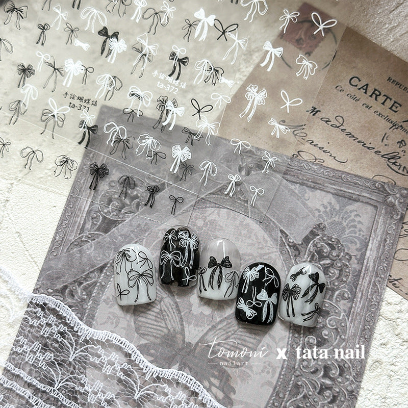 365nails: "미니멀 리본 아웃라인" – 네일 아트 스티커