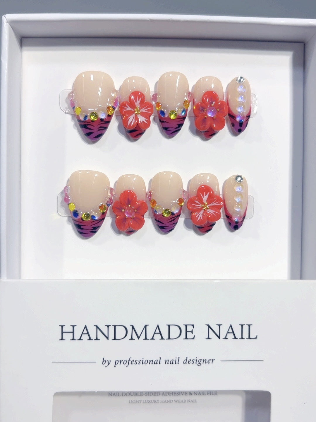 Tropic Fever: "Jungle Bloom" – Short Almond Press-On Nails