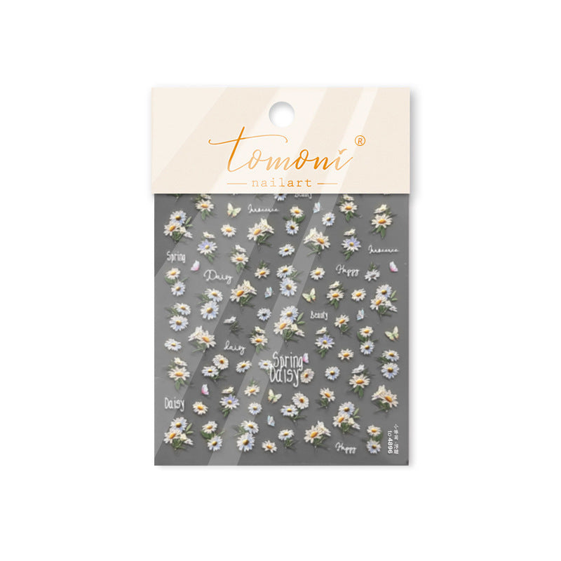 Pink Peach Blossom & Chinese Calligraphy: "Elegant Spring Peach Blossom" – 5D Embossed Nail Sticker