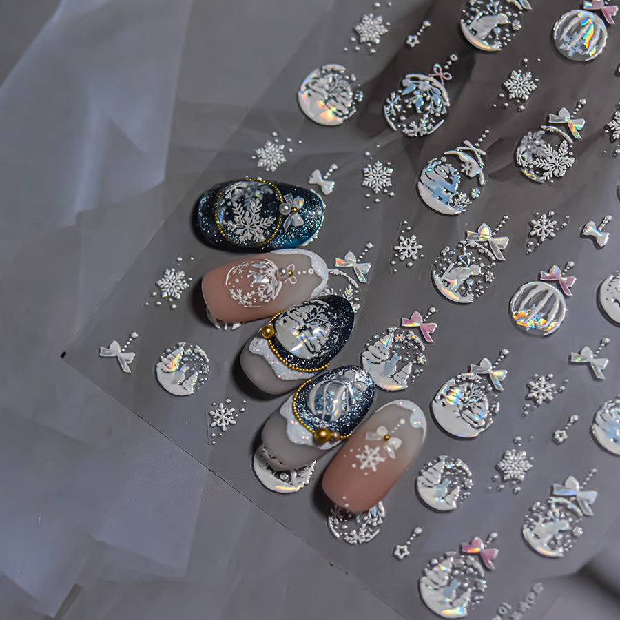365nails: 홀로그램 크리스마스 스노우글로브 – 네일 아트 스티커