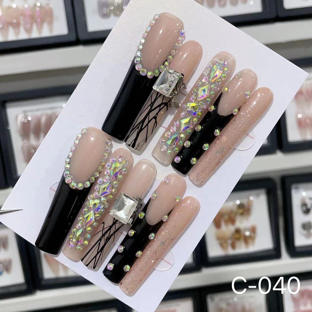 Extra Long 5.5cm Water Pipe Press-On Nails | Handmade Collection | Round Shape