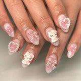 Japanese style sweet blush bow love press-on nails