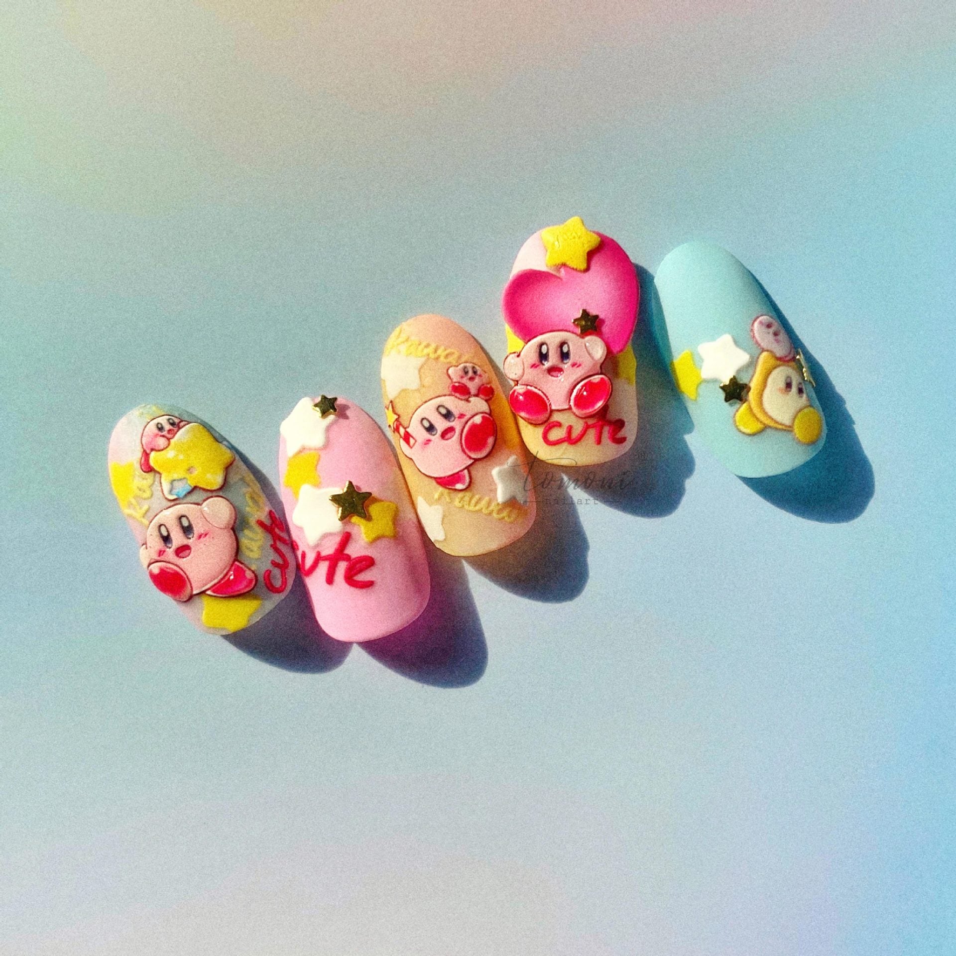 365nails: "Kawaii Kirby Cute Character Embossed" – Nail Art Stickers