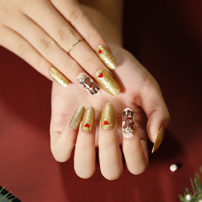 Christmas press on nails snowflake love snowman manicure short almond bow  long nail wholesale｜365nails