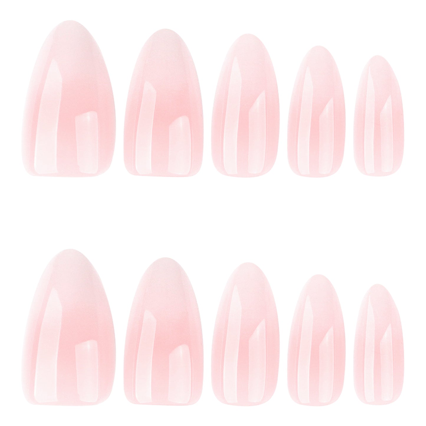 30 pcs simple French pink and white gradual change almond-shaped