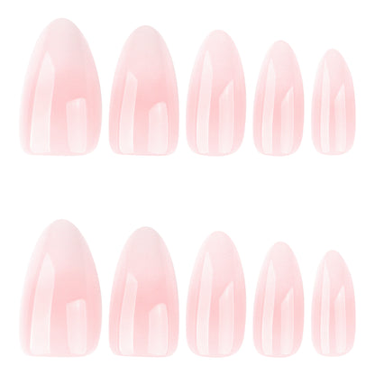 30 pcs simple French pink and white gradual change almond-shaped