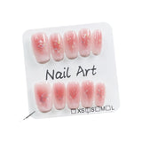 Blush Nail Art Opal Pearlescent Watercolor Smudge Short Handmade Press-on Nails Patch Simple Wearable Nail Patch｜365nails