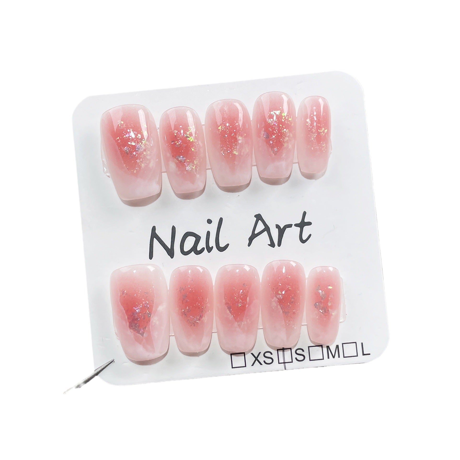 Blush Nail Art Opal Pearlescent Watercolor Smudge Short Handmade Press-on Nails Patch Simple Wearable Nail Patch｜365nails