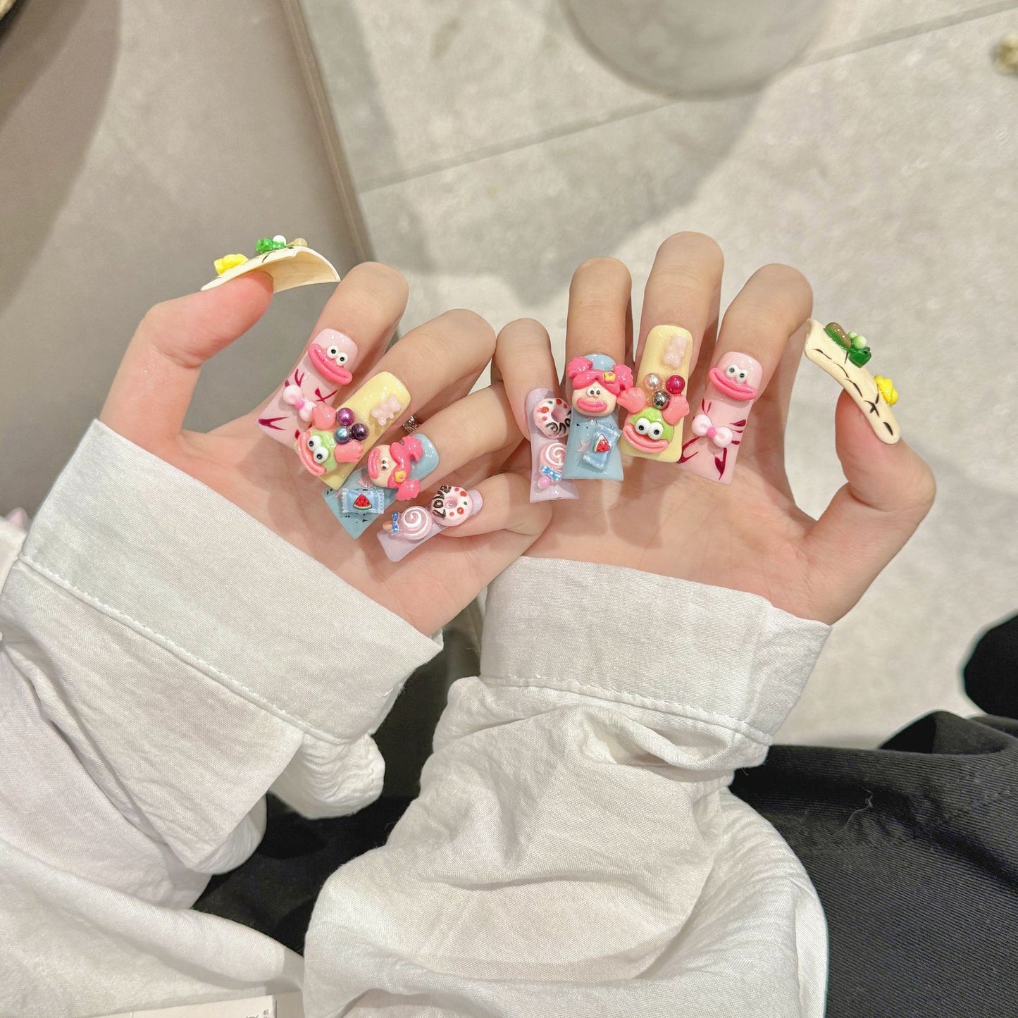 duck bill nail art dopamine plastic wind big mouth pure handmade press on nails sticker | 365nails