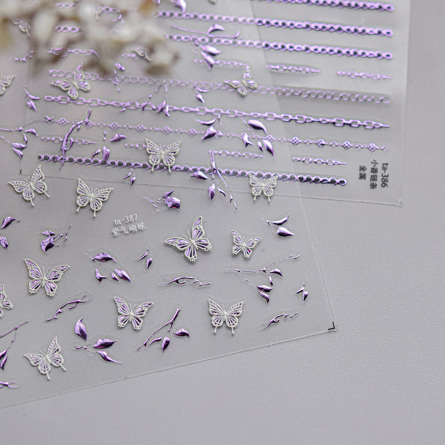 365nails: "Purple Mist Butterfly & Vine" – Nail Art Stickers