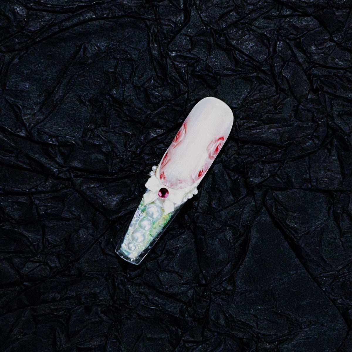 [Angel Garden] European Rococo Gypsum Angel Hand-painted Rose Quicksand Flow Hemp Press On Nail