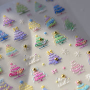 彩虹水晶聖誕樹：「粉彩聖誕森林」– 5D浮雕指甲貼
