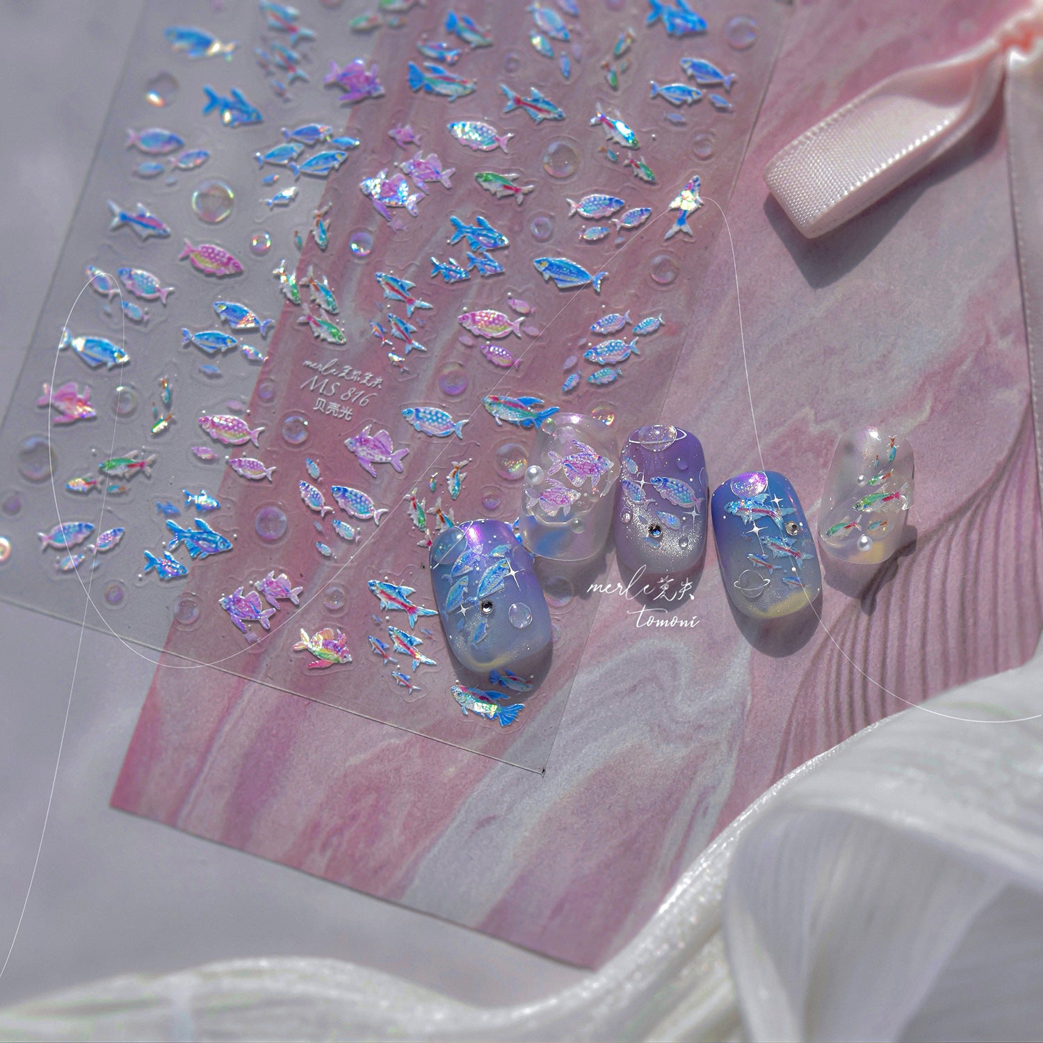 全息魚系列："海洋光暈" – 3D 金屬甲貼