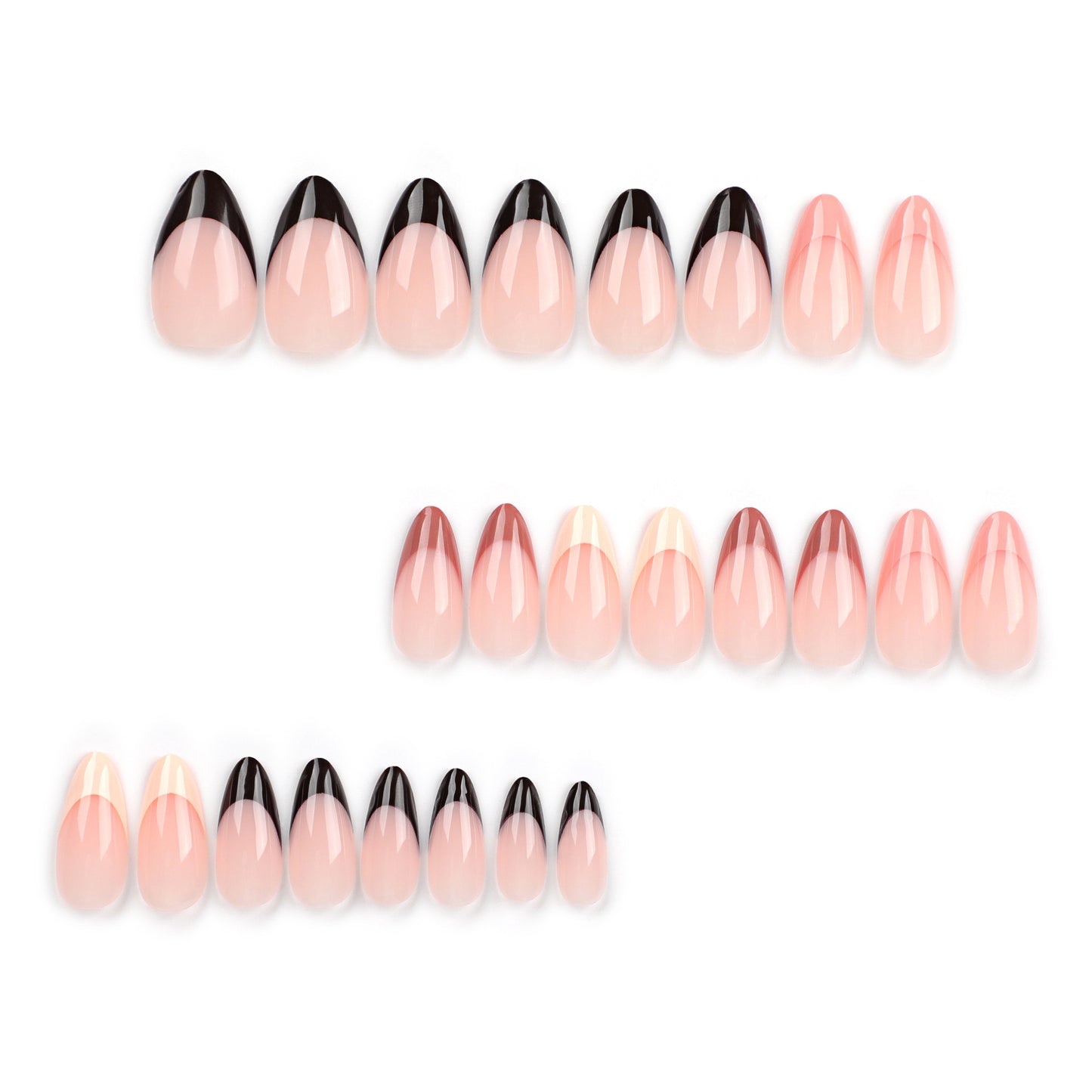 Yiwu manicure press on nails piece simple pink splicing fake nails nails piece Press onable nails piece nails sticker wholesale｜365nails