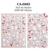 Cute Christmas Snowman Nail Art Sticker 5D Embossed Three-dimensional Santa Claus Elk Nail Sticker Ornament CA