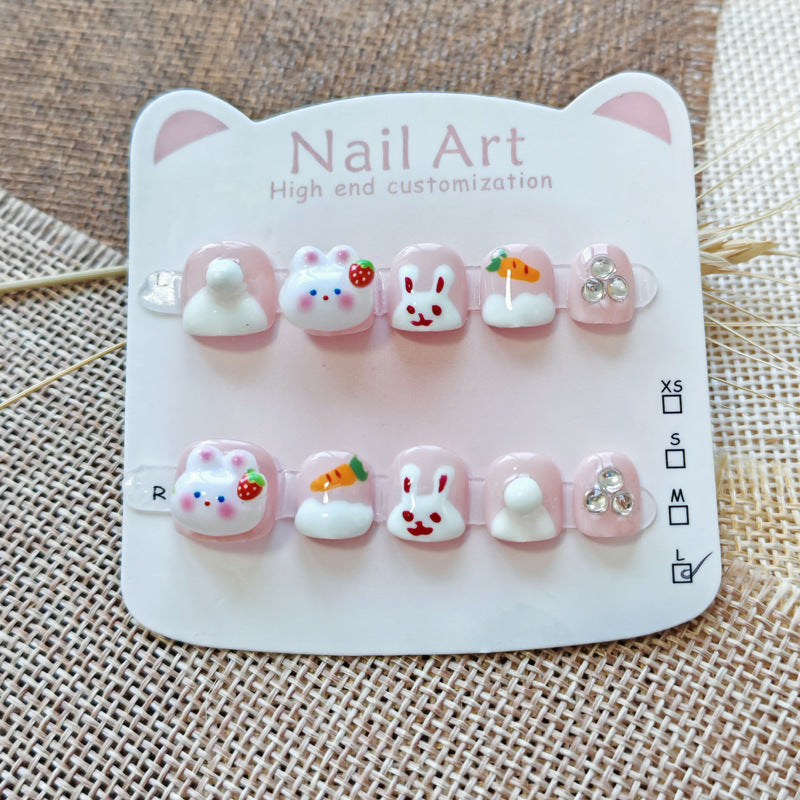365nails: "pink sweetheart collection" – short round handmade kids press-on nails (4 styles)