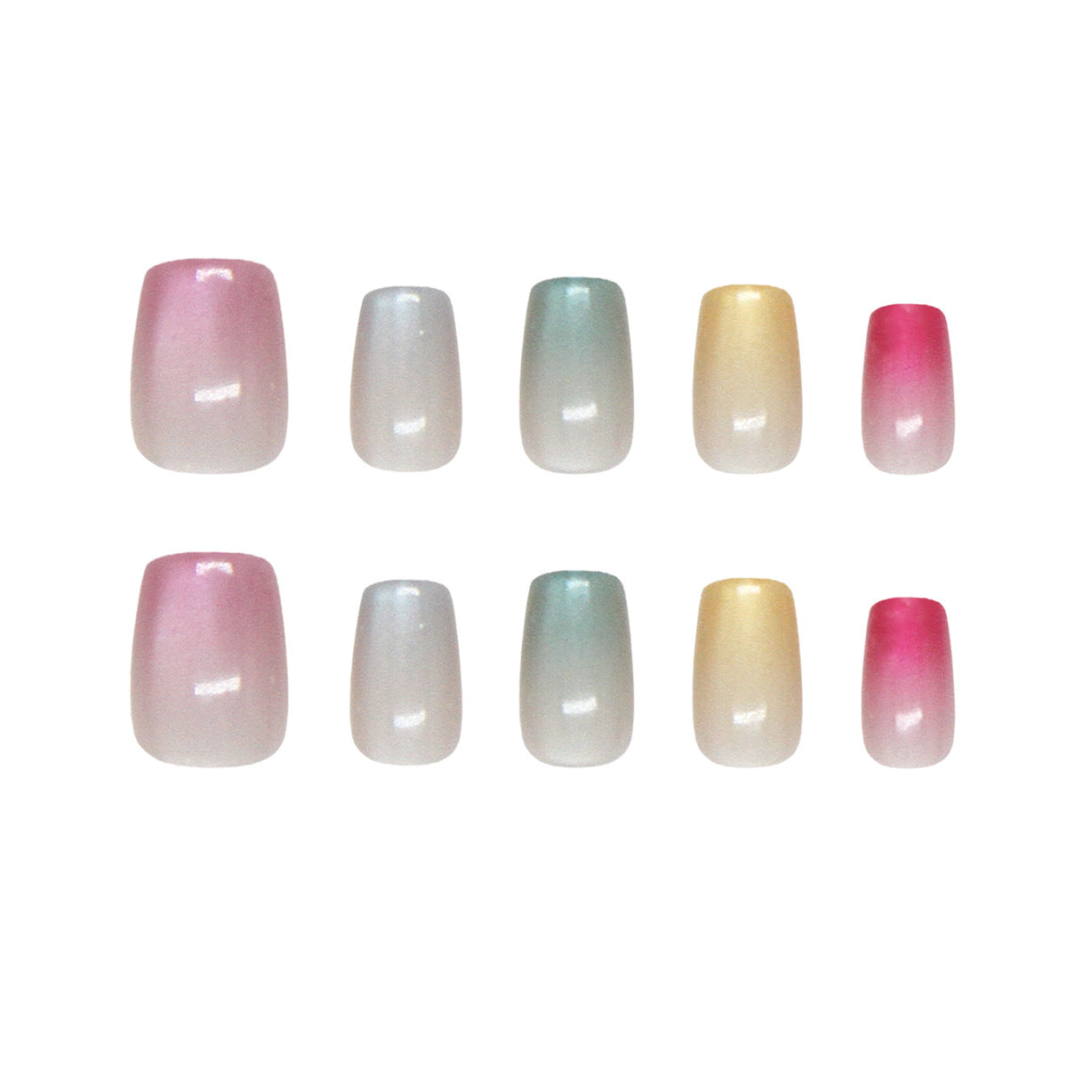 Nail Tips Press On Nails Cat Eye Rainbow Korean Cute Dopamine Girl Feeling Ins Style Removable Manicure 30pcs