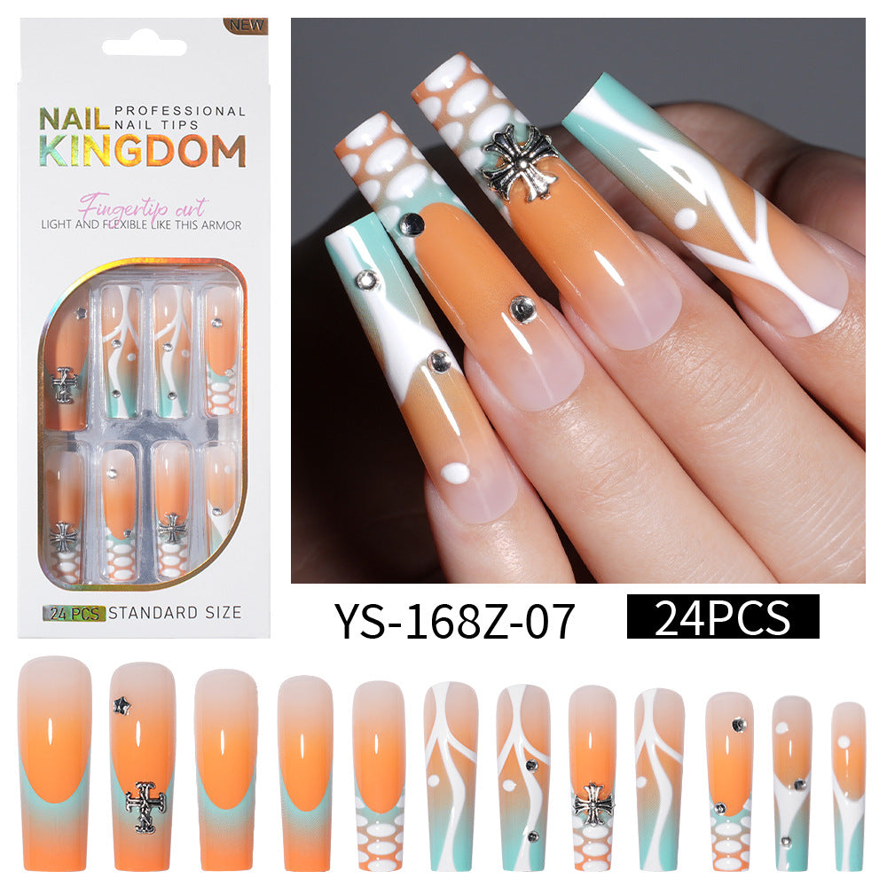 Long press on nails, French versatile patch nail art removable prefabricated fake nail press on nails piece