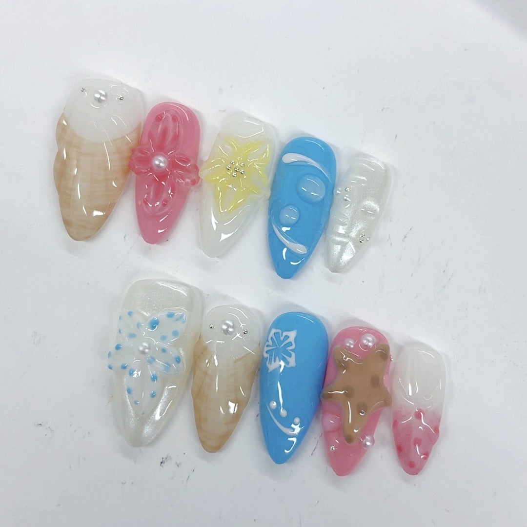 Pastel Dream: "Candy Flower" – Almond Press-Ons